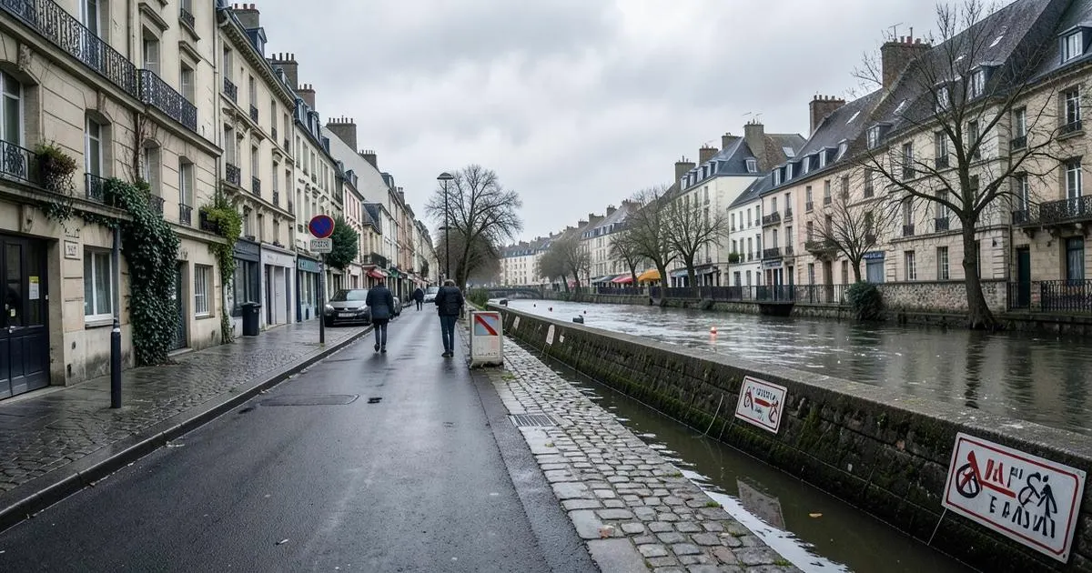 Quais et rue exposés au risque d’inondation à Annecy